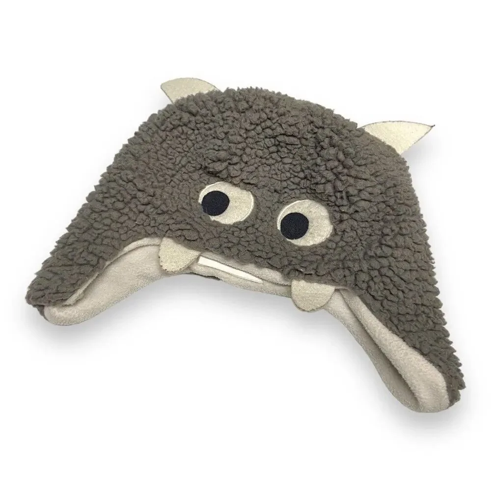 5/$35 Crazy 8 Boys Hat Sz 2-3 Yrs Monster Buddy Faux Sherpa Gray White Ear Flaps